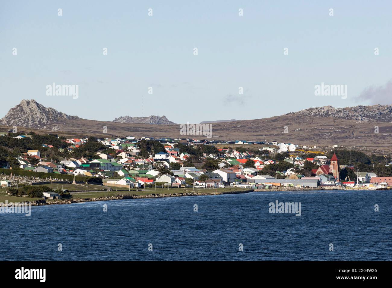 Canal de Port William dans Stanley, îles Falkland, samedi 2 décembre 2023. Photo : David Rowland / One-Image.com Banque D'Images