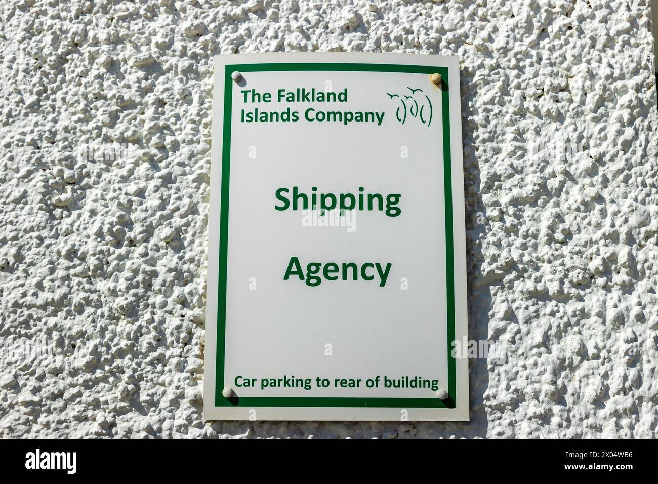 The Falkland Islands Company Shipping Agency Sign, Stanley, îles Falklands, samedi 2 décembre 2023. photo : David Rowland / One-Image.com Banque D'Images