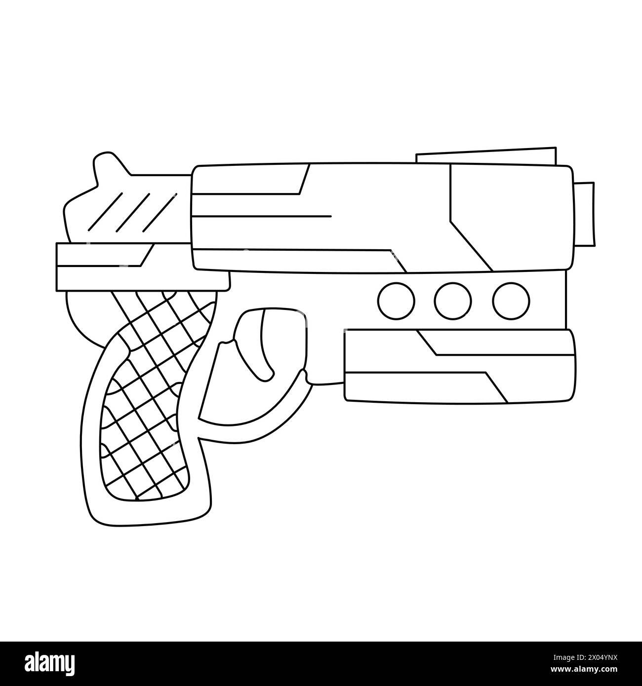 Page de coloration de pistolet. Illustration vectorielle d'arme à feu. Revolver isolé sur fond blanc. Silhouette d'arme. Vecteur de pistolet Illustration de Vecteur