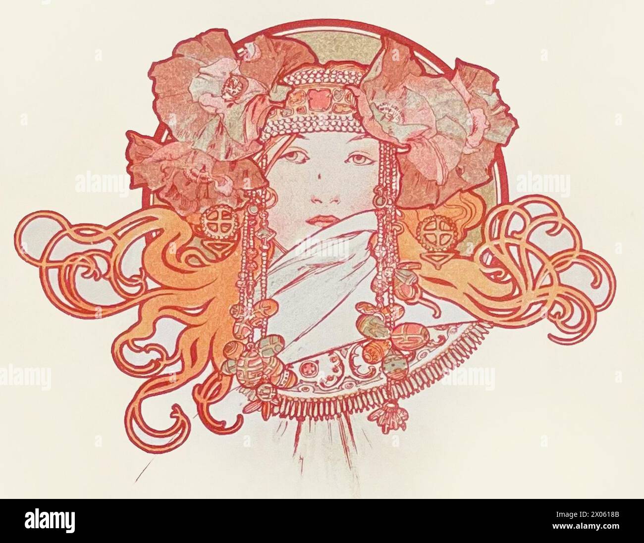 Tableau Toile Alfons Mucha 'Deux Femmes' - Cadre Prêt à Accrocher, Impressionnisme Art Nouveau