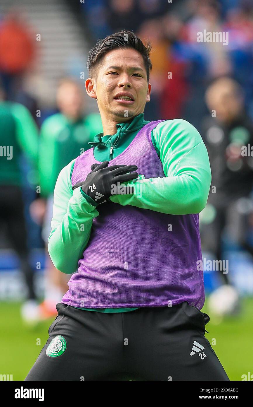 TOMOKI IWATA, footballeur professionnel, joue actuellement pour le Celtic FC, Glasgow. Image prise lors d'un échauffement et d'une séance d'entraînement avant match. Banque D'Images
