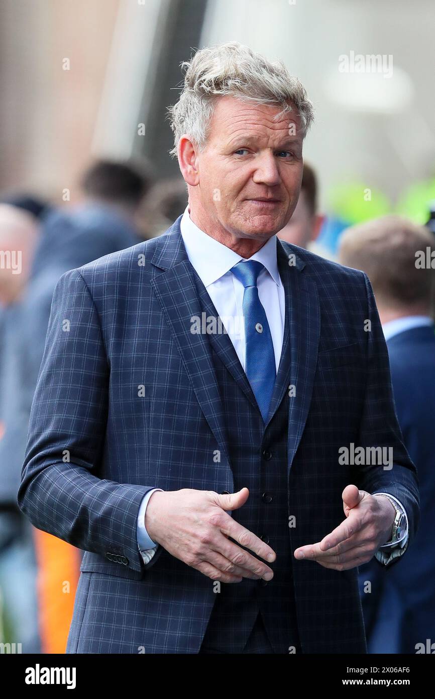 GORDON RAMSAY, célèbre chef, photographié lors de sa présence au stade Ibrox pour le match de football Rangers v Celtic. Banque D'Images