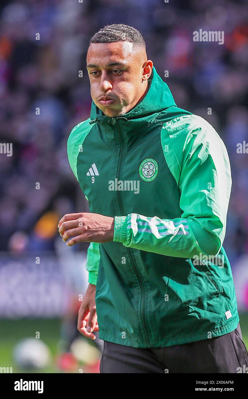 ADAM IDAH, joueur de football professionnel, joue actuellement pour le Celtic FC, Glasgow. Image prise lors d'un échauffement et d'une séance d'entraînement avant match. Banque D'Images