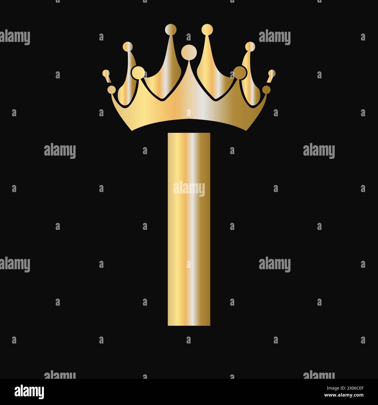 Modèle de logo de la couronne de la lettre I. Logo Royal Crown Luxury Sign for Beauty, Fashion, Star, Elegant Symbol Illustration de Vecteur