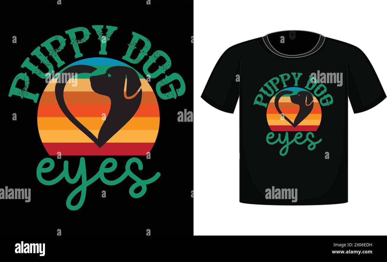 Yeux de chien chiot, T-shirt imprimé, chemise drôle, cadeaux T-shirt.Gift Design Illustration de Vecteur