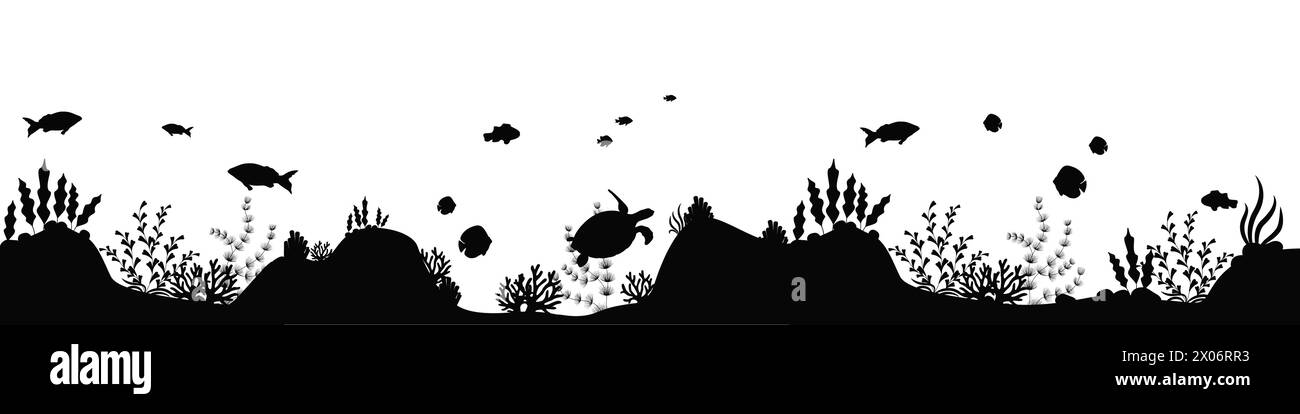 Vecteur de fond de silhouette sous-marine de mer Illustration de Vecteur