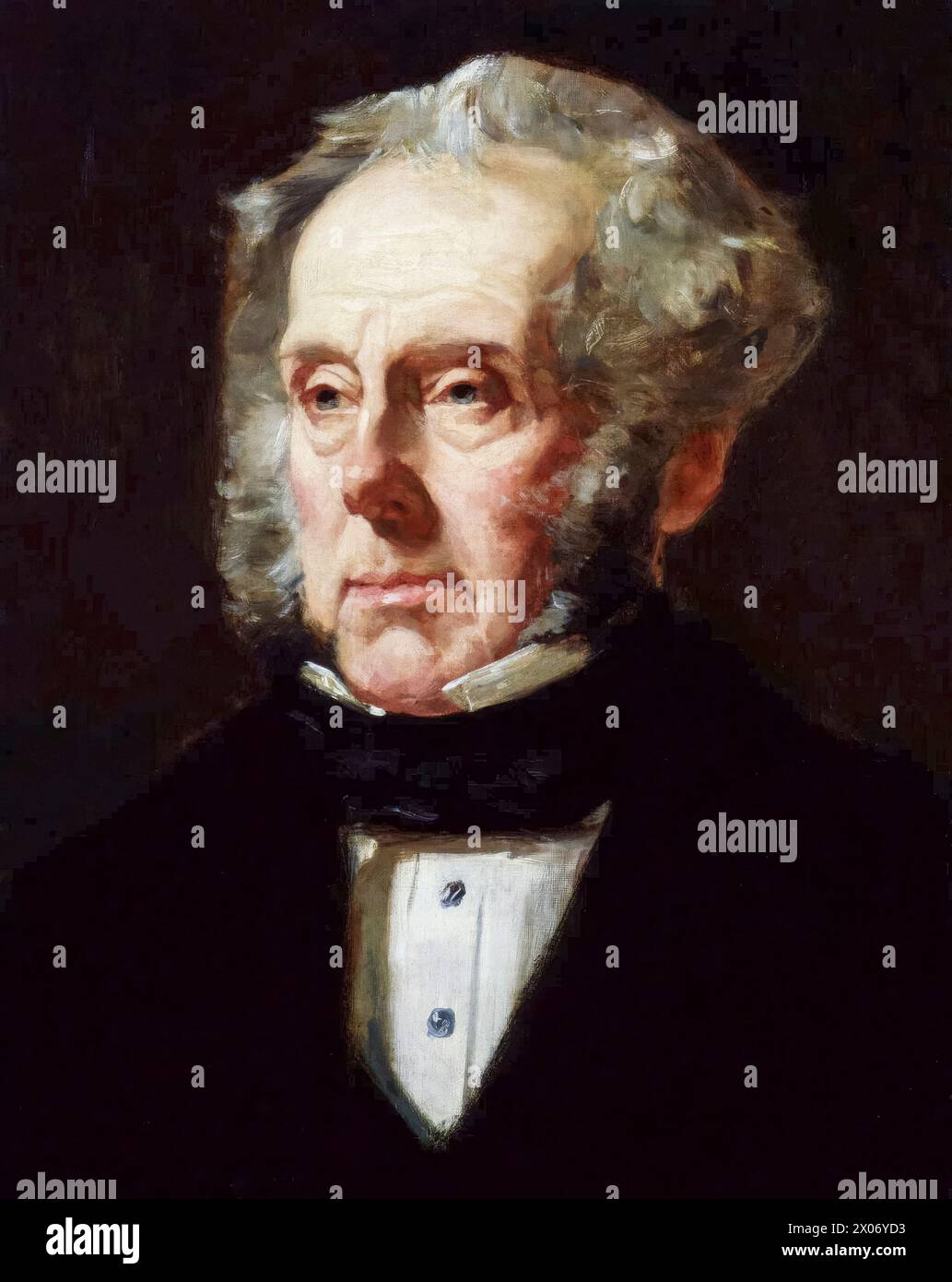 Henry John Temple, 3e vicomte Palmerston (1784-1865) connu sous le nom de «Lord Palmerston», deux fois premier ministre du Royaume-Uni 1855-1858 et 1859-1865, portrait peint à l'huile sur toile par Francis Cruikshank, 1855-1859 Banque D'Images