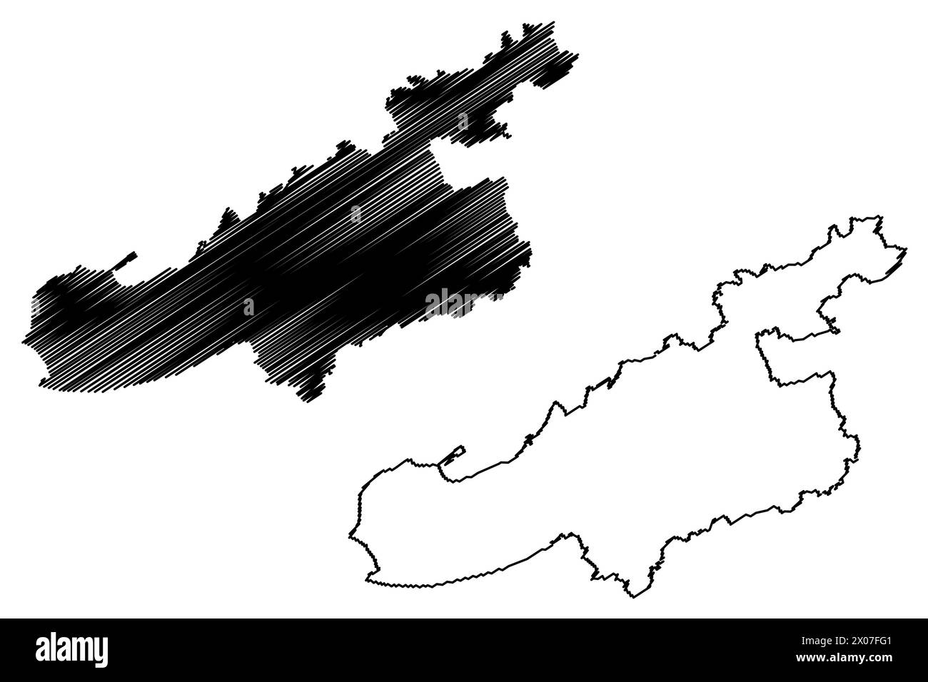 District de Seeland (Suisse, Confédération suisse, canton de Berne ou Berne) illustration vectorielle de carte, croquis de griffonnage Verwaltungskreis carte de Seeland Illustration de Vecteur