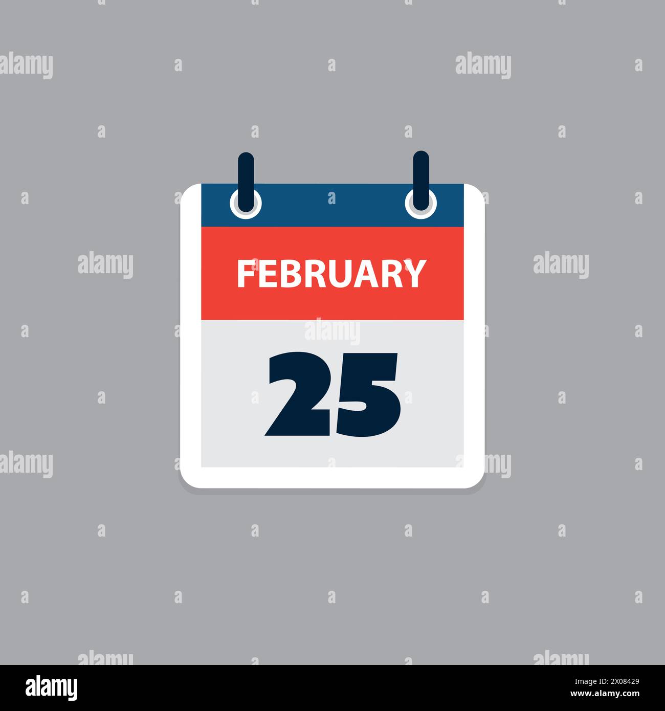 Conception de page de calendrier simple pour le jour du 25 février - bannière, élément de conception graphique pour le Web, Flyers, affiches, utile pour les conceptions faites pour n'importe quel Schedu Illustration de Vecteur