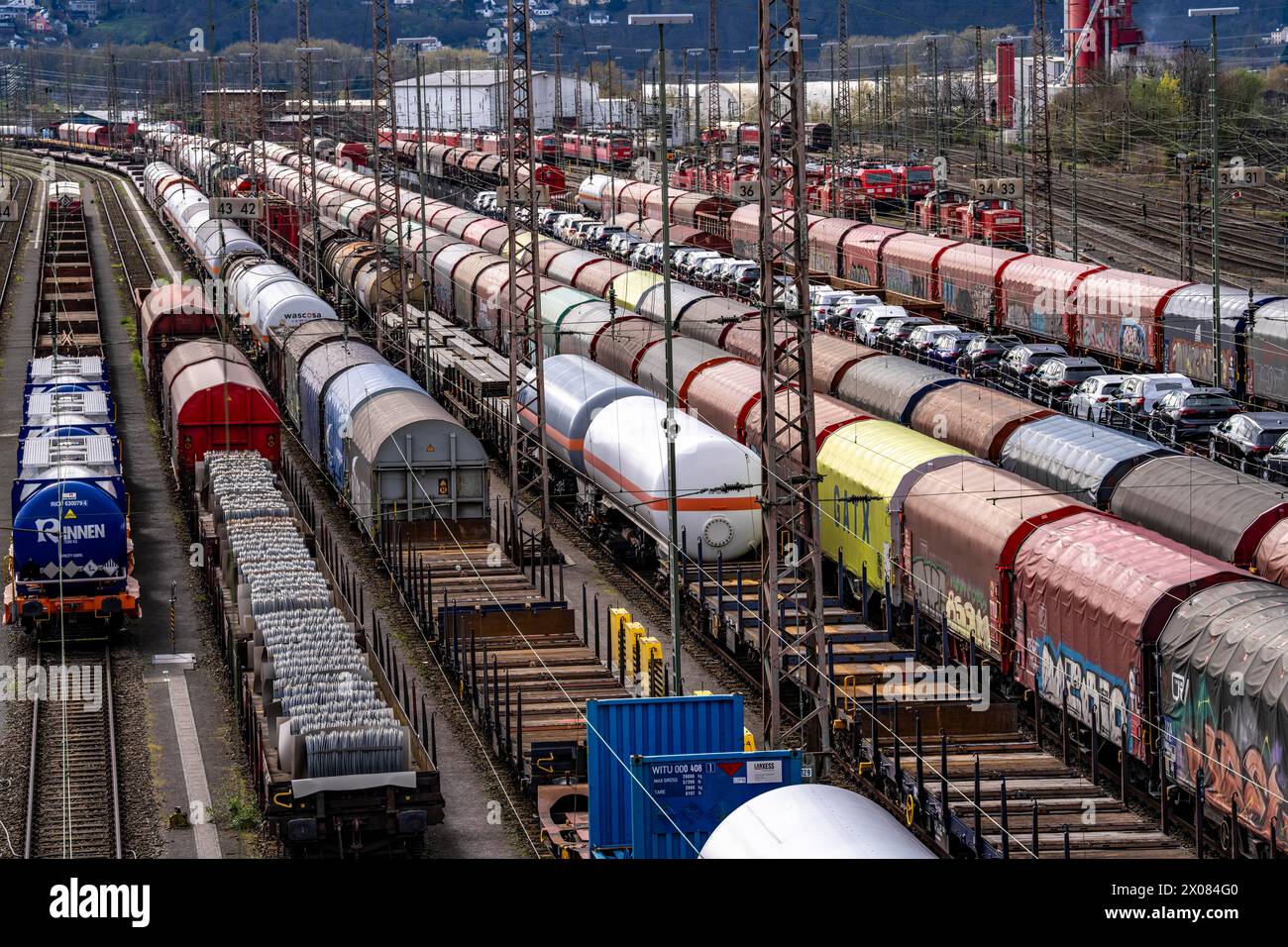 Le triage Hagen-Vorhalle, l'un des 9 plus grands d'Allemagne, est situé sur la ligne de chemin de fer Wuppertal-Dortmund et compte 40 voies directionnelles Banque D'Images