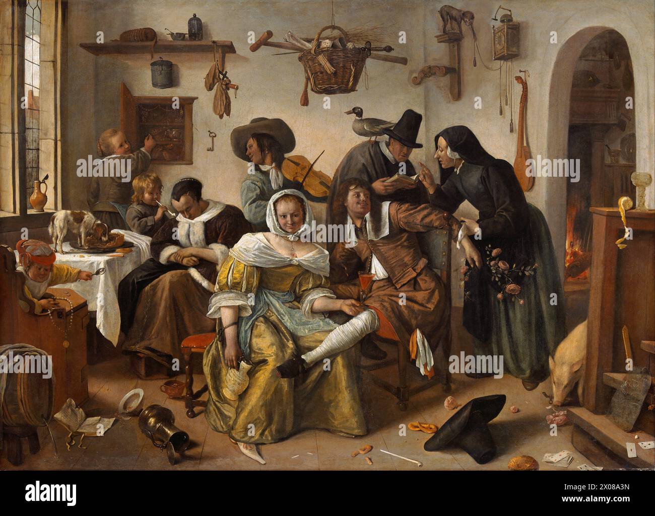 Jan Steen - méfiez-vous du luxe (“In Weelde Siet Toe”) - Banque D'Images