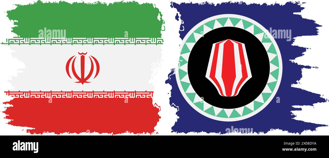 Bougainville et Iran grunge drapeaux connexion, vecteur Illustration de Vecteur