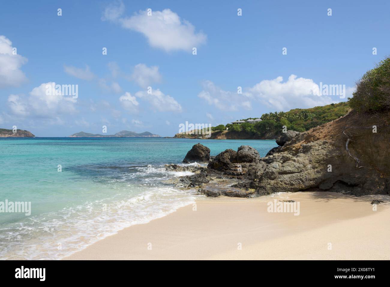 L’Ansecoy Kite Beach, Mustique Island, St Vincent et les Grenadines, Caraïbes Banque D'Images