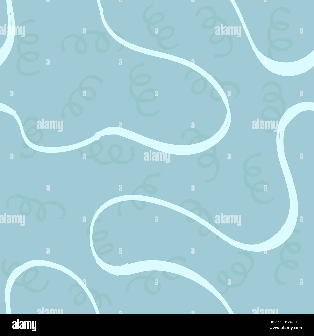 Motif abstrait sans couture avec des squiggles et des griffonnages. Lignes courbes tissées. L'encre chaotique gribouillonne la texture décorative. Griffonnages désordonnés, ondulés et bouclés l Illustration de Vecteur