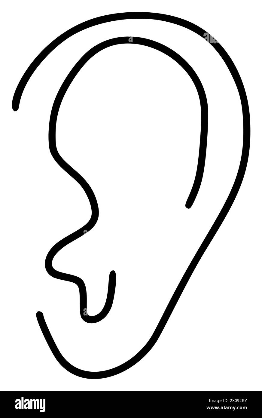 Oreille, icône de ligne auditive, signe vectoriel de contour, pictogramme de style linéaire isolé sur blanc. Symbole, illustration du logo Illustration de Vecteur