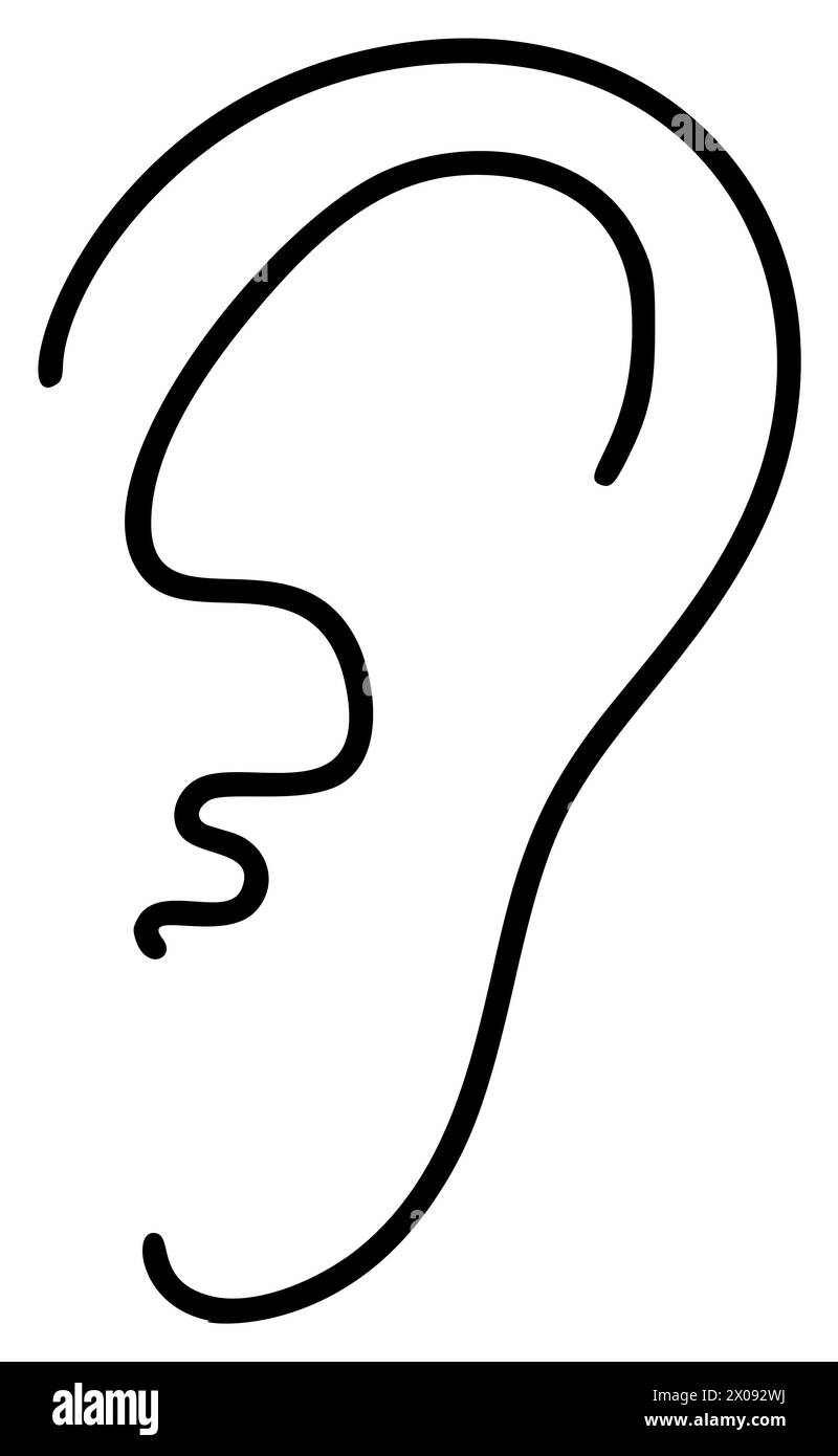 Oreille, icône de ligne auditive, signe vectoriel de contour, pictogramme de style linéaire isolé sur blanc. Symbole, logo illustration pour ORL Doctor Illustration de Vecteur