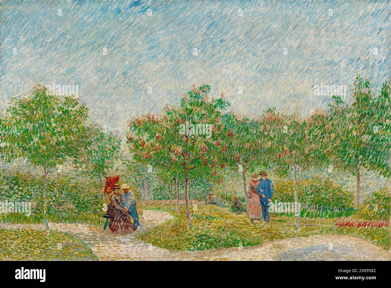 Vincent van Gogh - jardin à Montmarte avec les amoureux - 1887 Banque D'Images