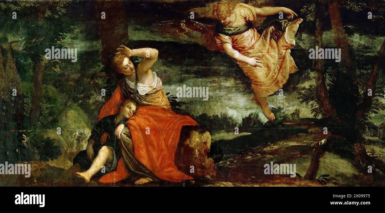 L'Ange apparaît à Agar dans le désert, Kunsthistorisches Museum, Vienne Paolo Veronese Banque D'Images