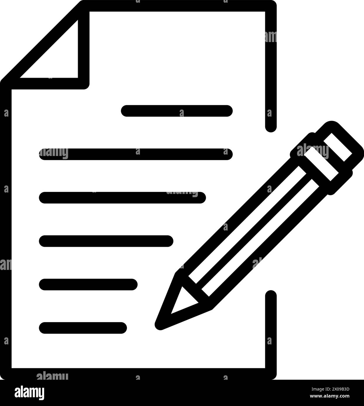 Icône linéaire de la liste de contrôle avec un crayon comme document de service, questionnaire ou symbole de commande Illustration de Vecteur