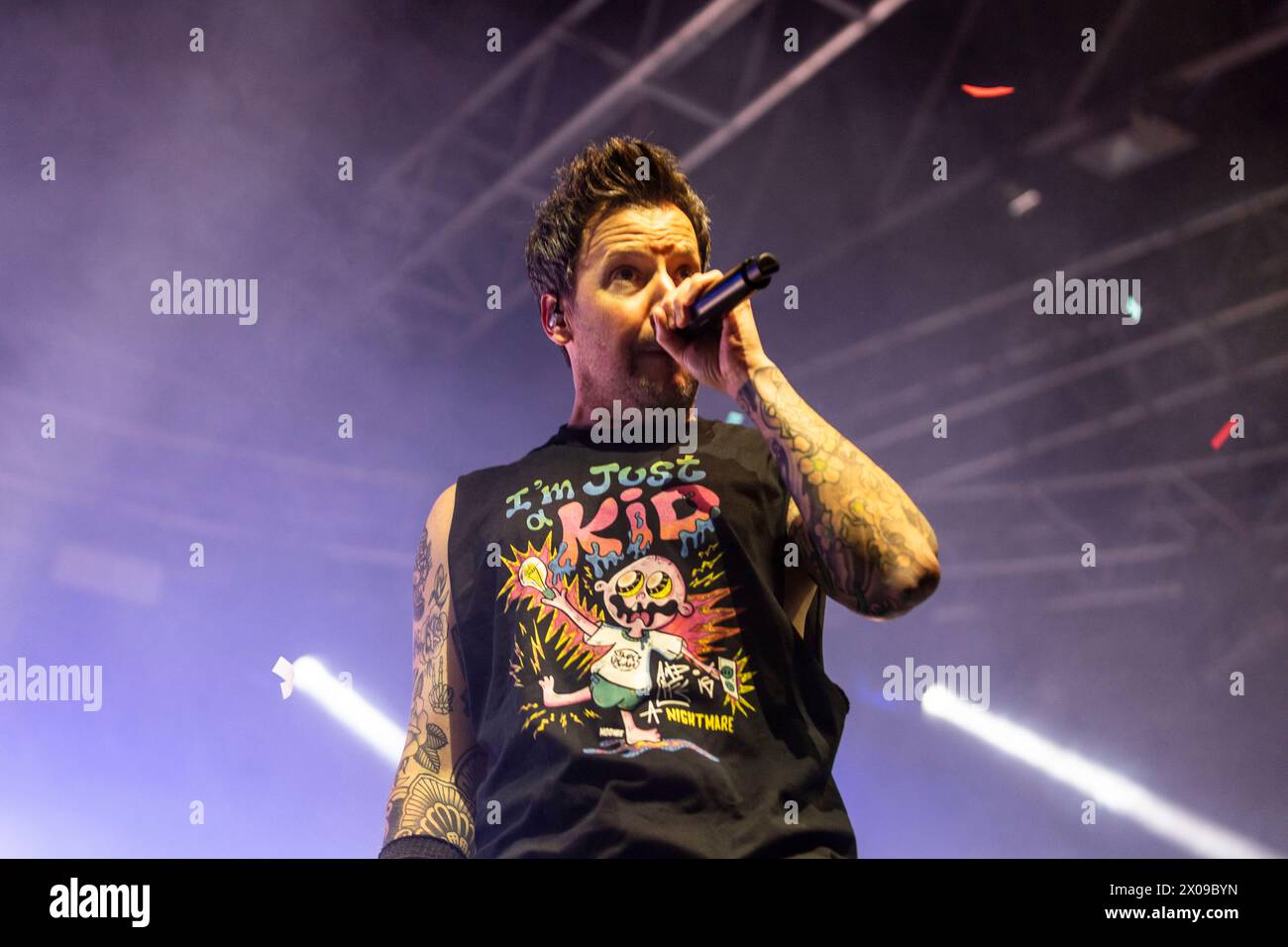 Milan, Italie. 25 janvier 2024. Pierre Bouvier de simple Plan se produira à la fabrique Milan à Milan, Italie, le 25 janvier 2024. (Photo de Roberto Finizio/NurPhoto) crédit : NurPhoto SRL/Alamy Live News Banque D'Images