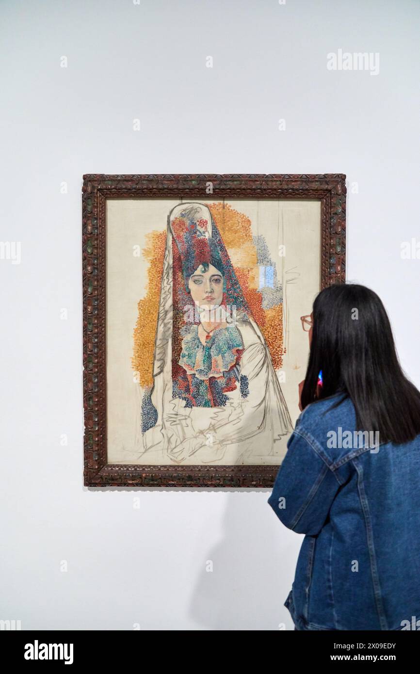 « Femme à la mèche de cheveux », 1903, Pablo Picasso (1881-1973), Musée Museu Picasso, Barcelone, Catalogne, Espagne Banque D'Images
