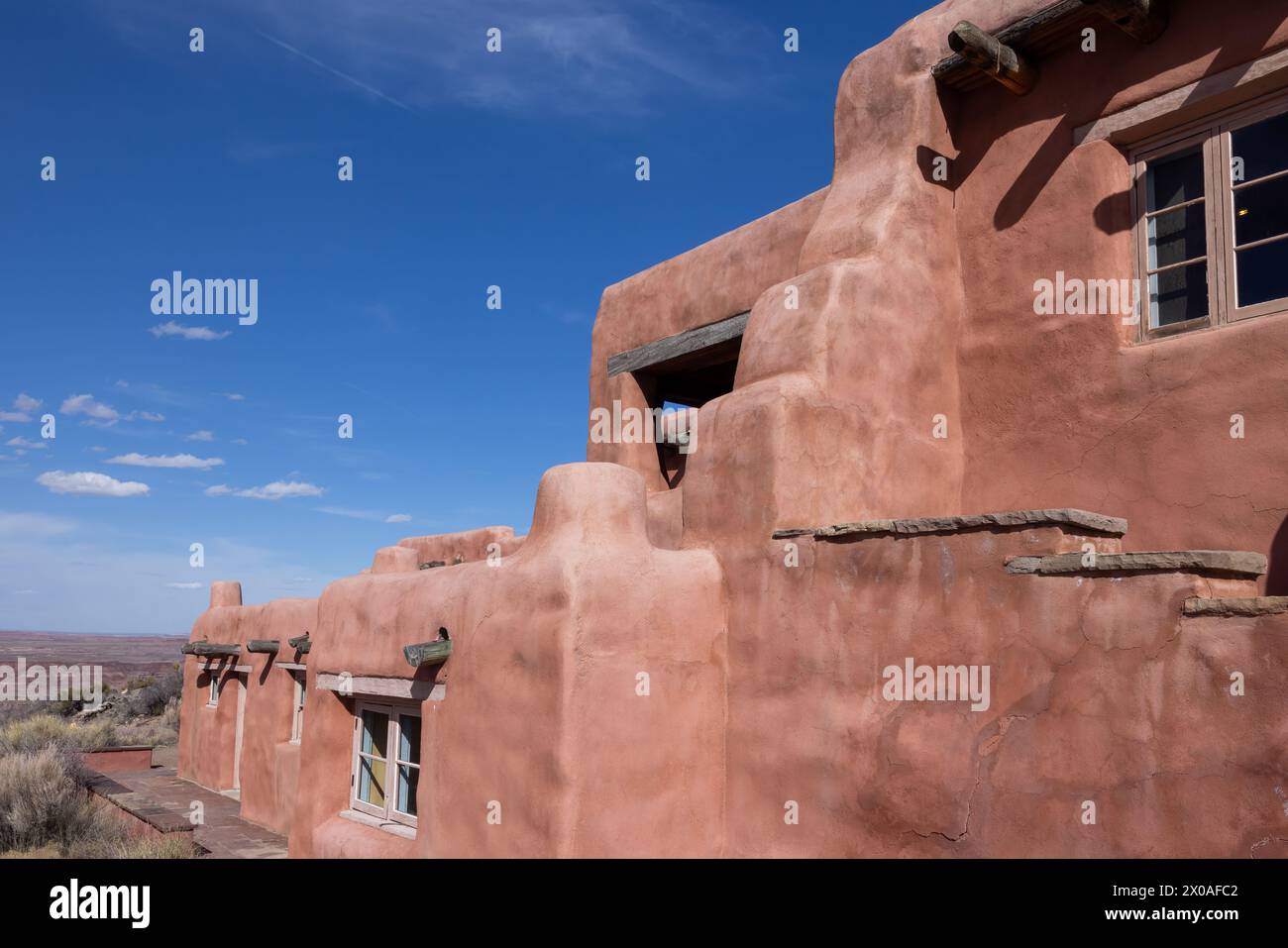 Historique Painted Desert Inn près de la route 66, parc national Petrified Forest, Arizona Banque D'Images