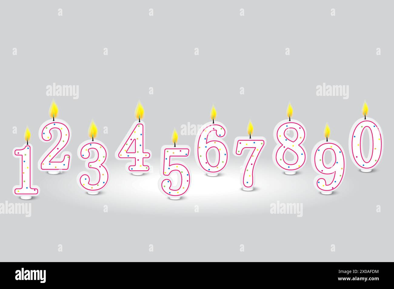 Numéros de bougie colorés. Ensemble de célébration d'anniversaire. Elément de décoration de fête. Illustration vectorielle. SPE 10. Illustration de Vecteur