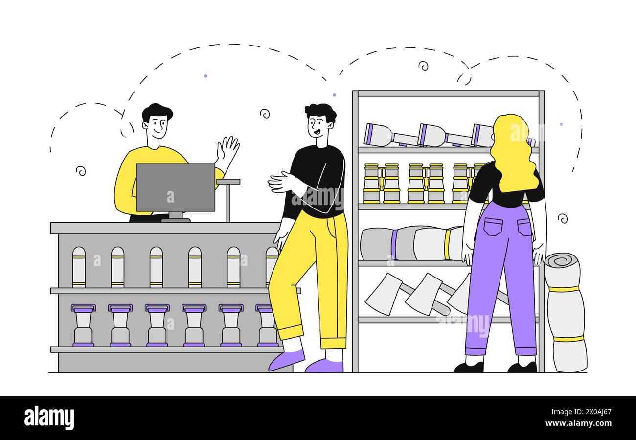 Vecteur de magasin d'équipement de camping simple Illustration de Vecteur