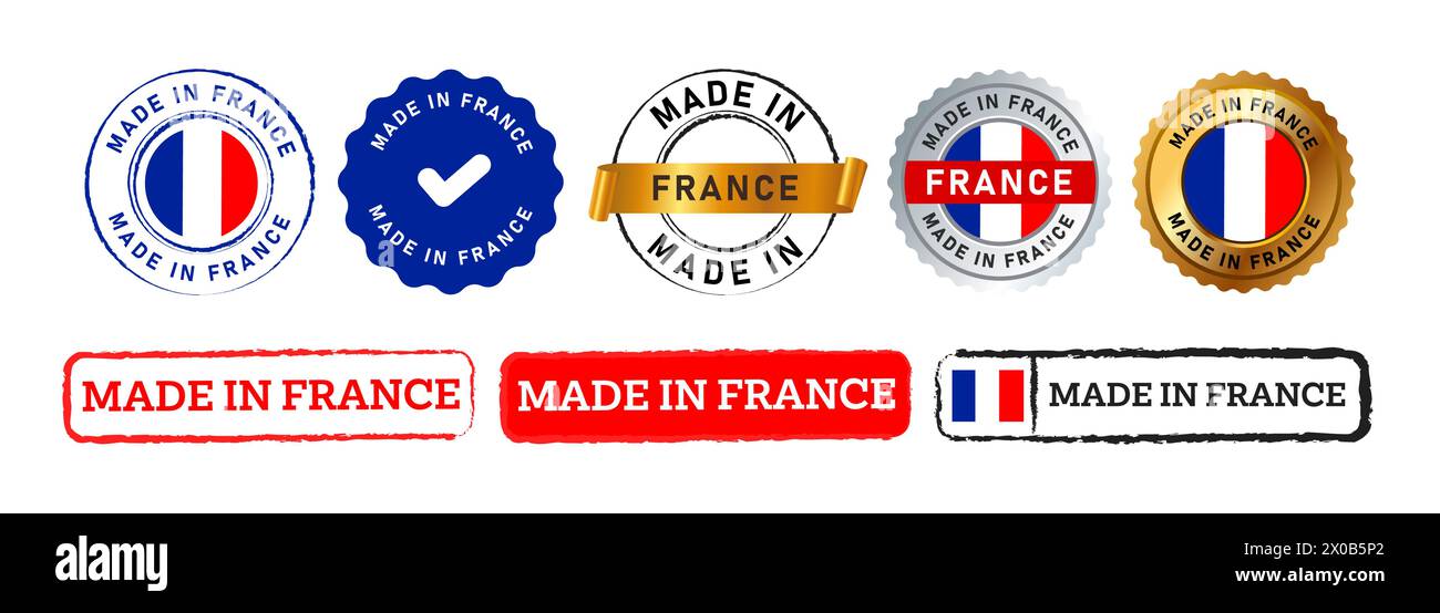 made in france timbre et sceau badge signe pour le pays de l'entreprise de produit fabriqué Illustration de Vecteur