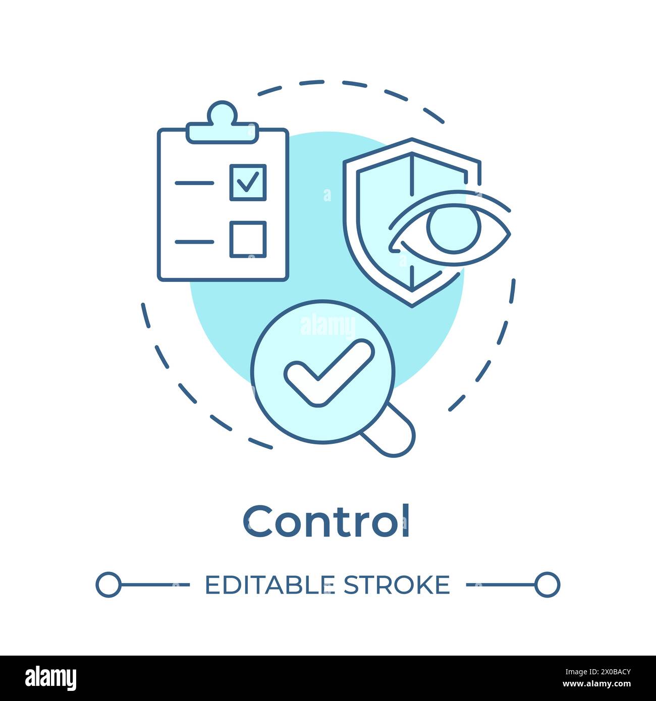 Icône de concept bleu doux de phase de contrôle DMAIC Illustration de Vecteur