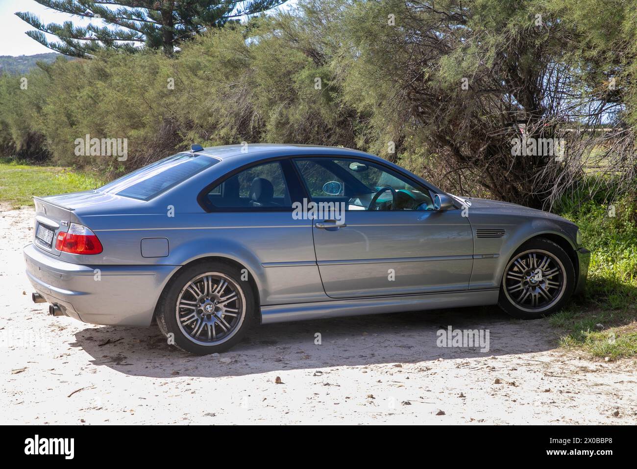 Modèle 2006 BMW E46 M3 berline de voiture de sport garé à Palm Beach à Sydney, NSW, Australie Banque D'Images
