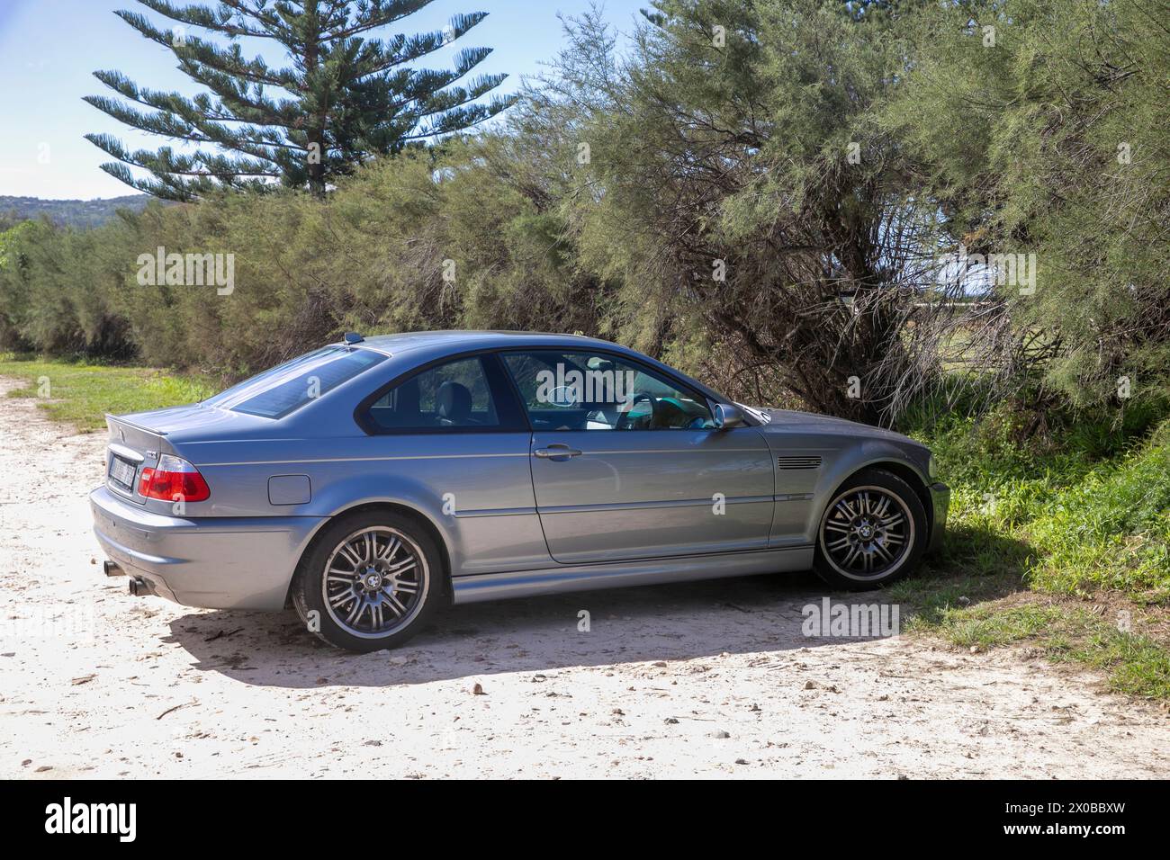 Modèle 2006 BMW E46 M3 berline de voiture de sport garé à Palm Beach à Sydney, NSW, Australie Banque D'Images