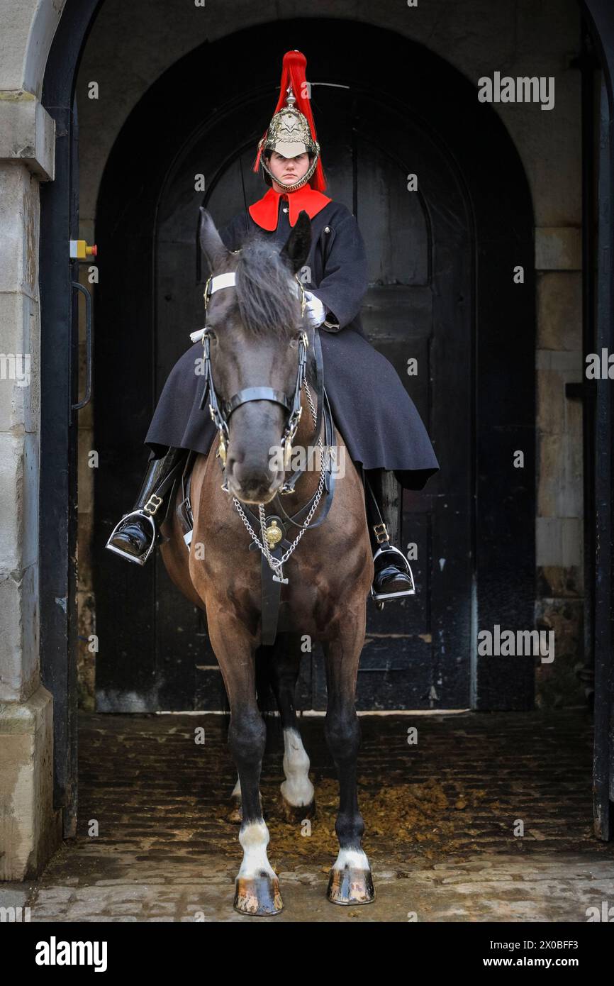 Gardes montées féminines du King's Life Guard on Horse, Horse Guards Parade, Whitehall, Westminster, Londres, Angleterre Banque D'Images