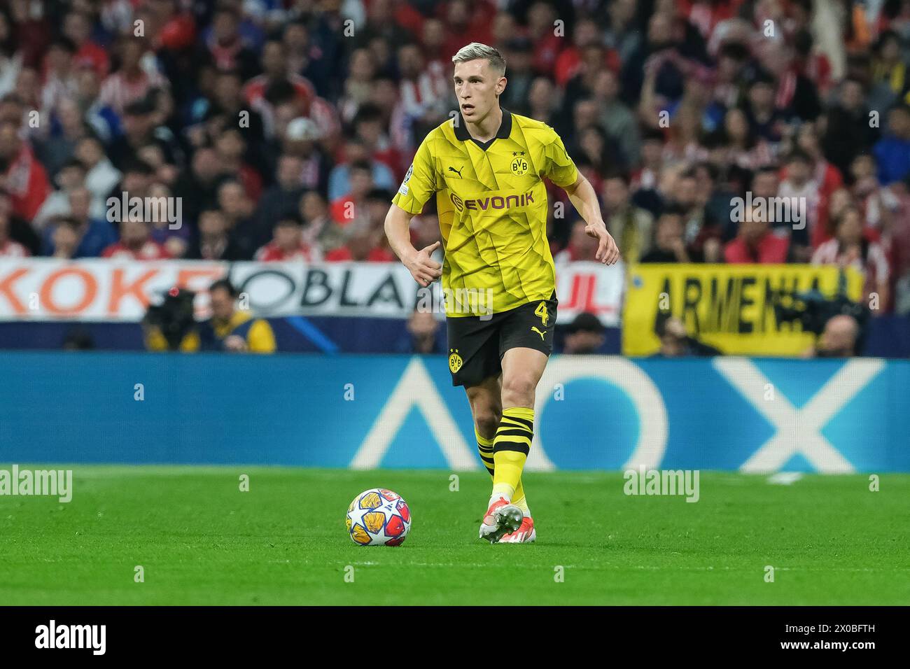 Nico Schlotterbeck du Borussia Dortmund lors de l'UEFA Champions League, entre Madrid et Borussia Dortmund au Metropolitano Stadium en avril Banque D'Images