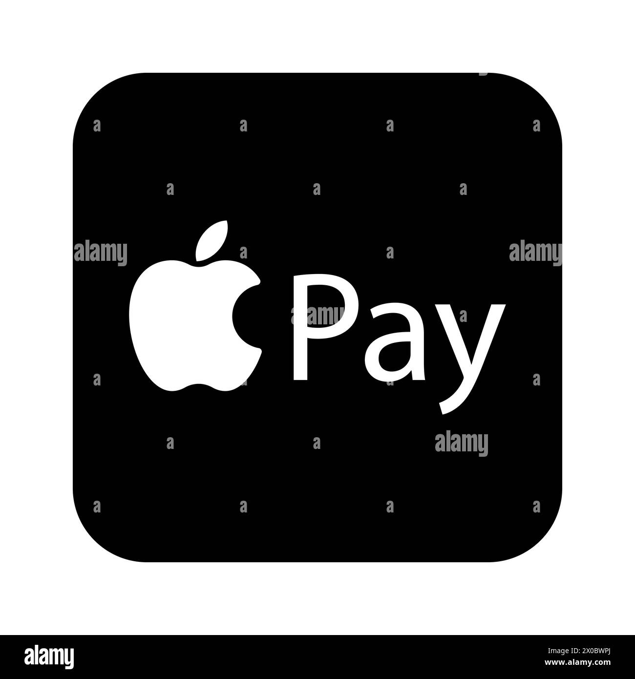Logotype Apple Pay sur fond blanc. NFC, Apple inc., paiement sans contact, système de paiement, ios, application bancaire, application, portefeuille en ligne, journal mobile Illustration de Vecteur