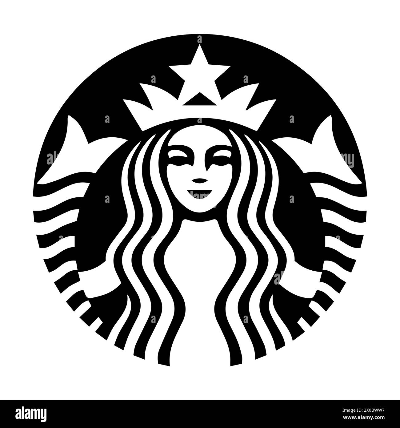 Logotype Starbucks sur fond blanc. Logo Starbucks Corporation. Compagnie de café américaine, chaîne de cafés, boissons populaires, boisson, prendre wi Illustration de Vecteur