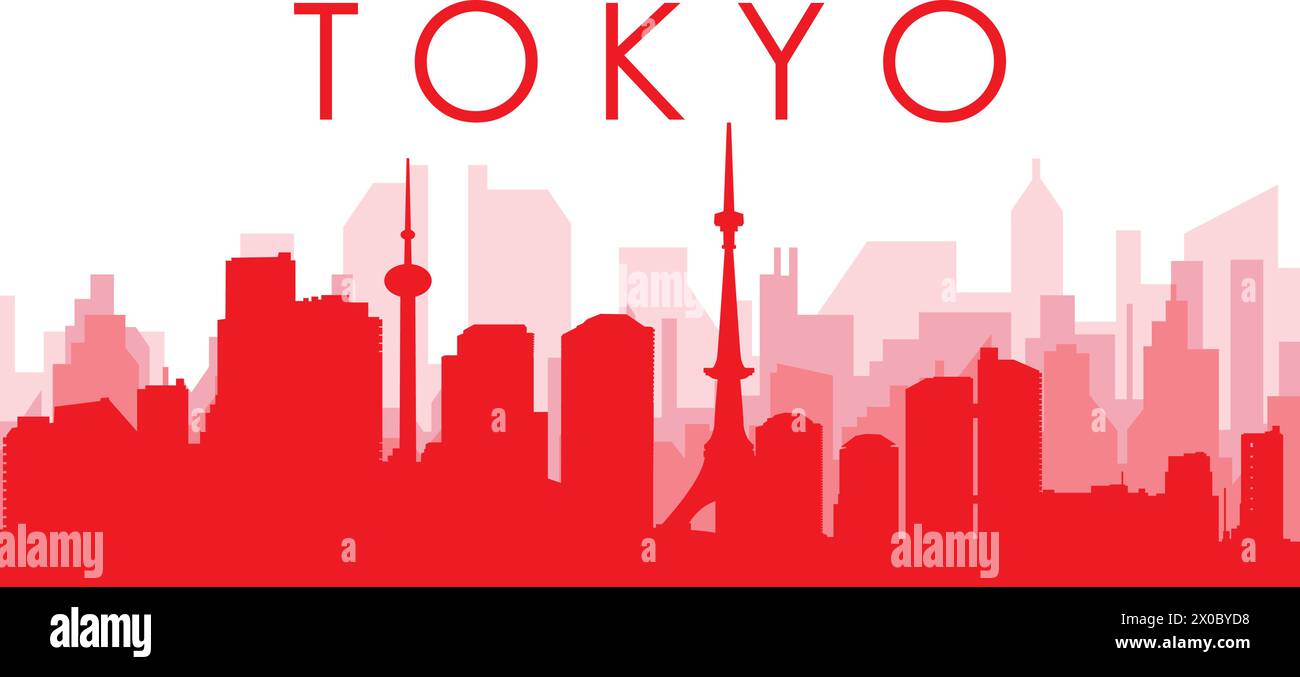 Affiche rouge panoramique de TOKYO, JAPON Illustration de Vecteur