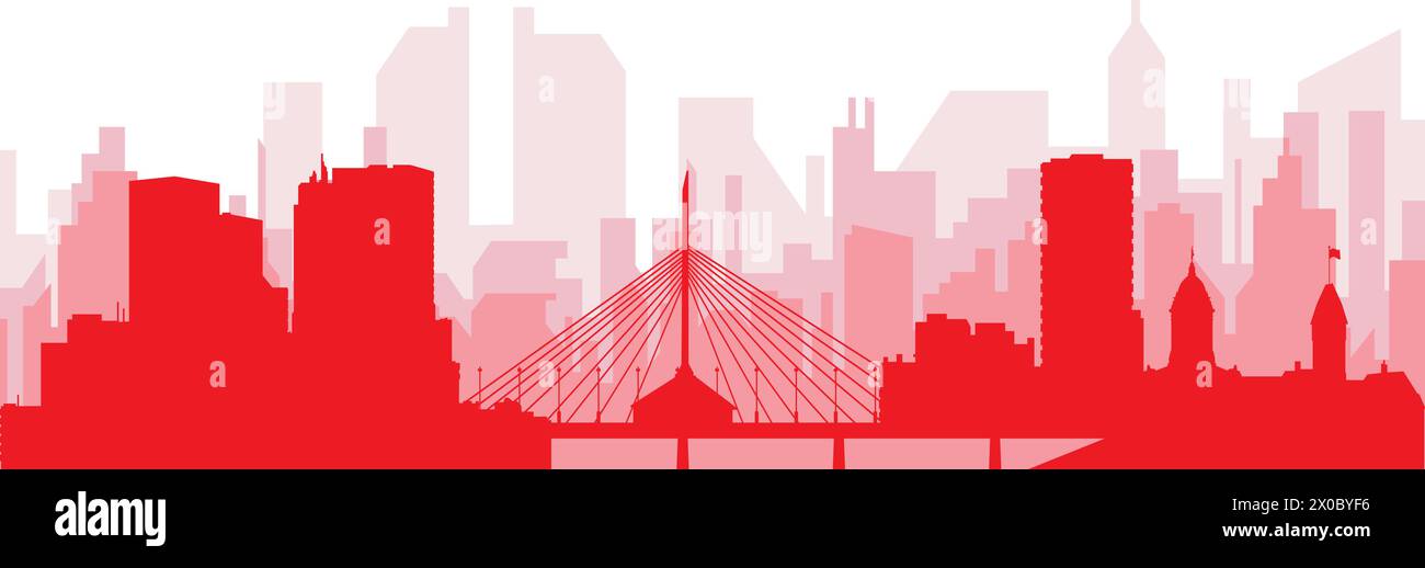 Affiche rouge panoramique de la ville de WINNIPEG, CANADA Illustration de Vecteur