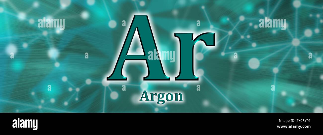 Symbole AR. Élément chimique argon sur fond de réseau vert Banque D'Images