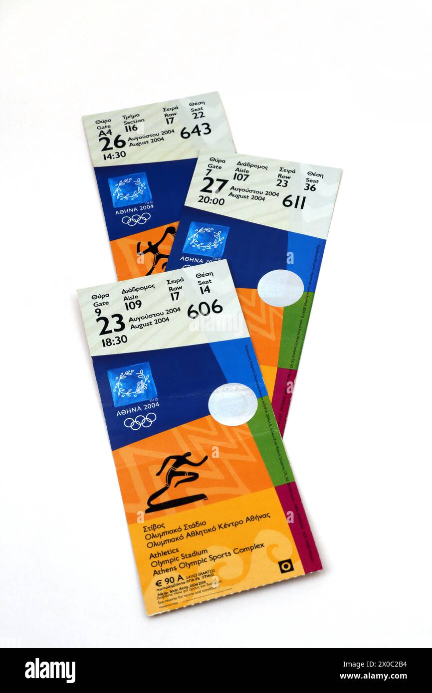 Billets pour Athlétisme Athènes 2004 Jeux olympiques d'été Banque D'Images