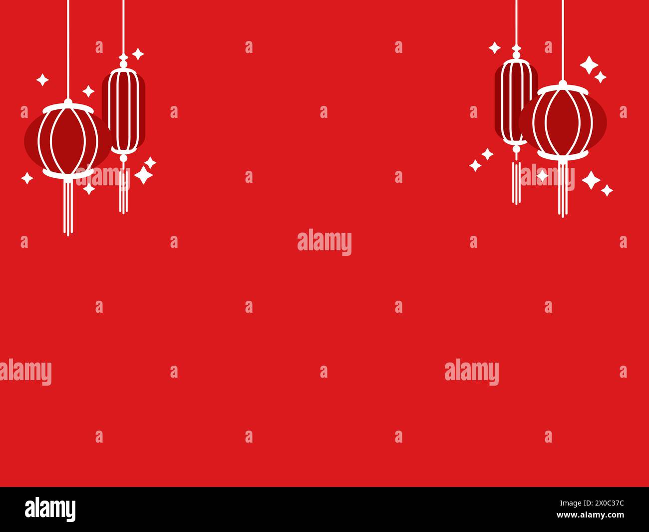 Fond rouge avec des lanternes rouges pour le nouvel an chinois, Chuseok, festival de mi-automne, célébration, papier peint, bannière, cadre, toile de fond, impression, affiche Illustration de Vecteur