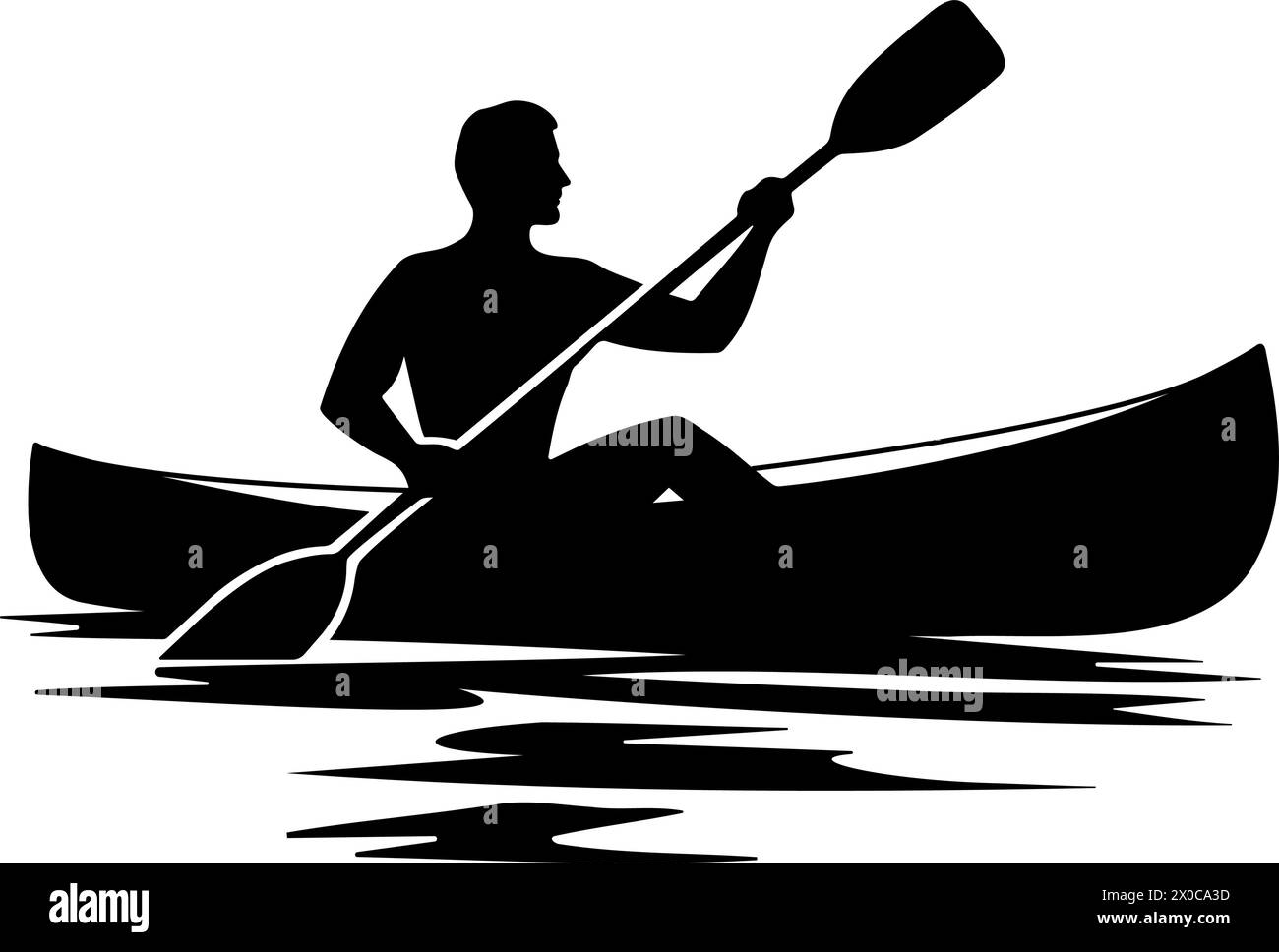 Homme en canot bateau Silhouette. Illustration vectorielle Illustration de Vecteur