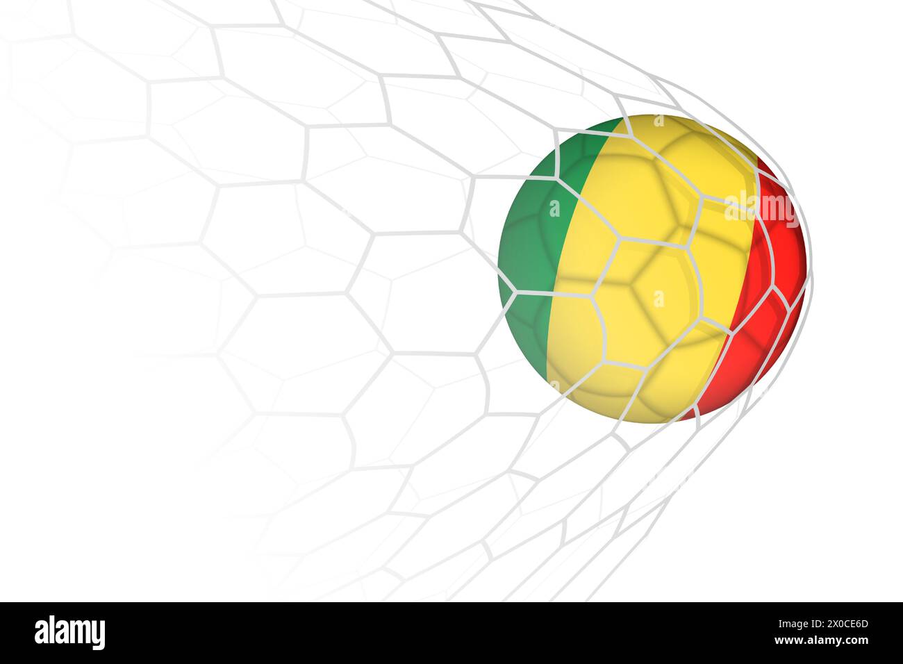 Ballon de football drapeau du Congo dans le filet. Illustration sportive vectorielle. Illustration de Vecteur