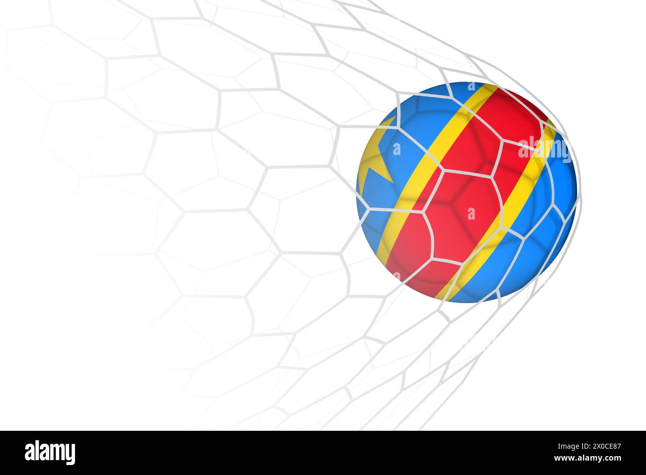 DR Congo drapeau ballon de football dans le filet. Illustration sportive vectorielle. Illustration de Vecteur