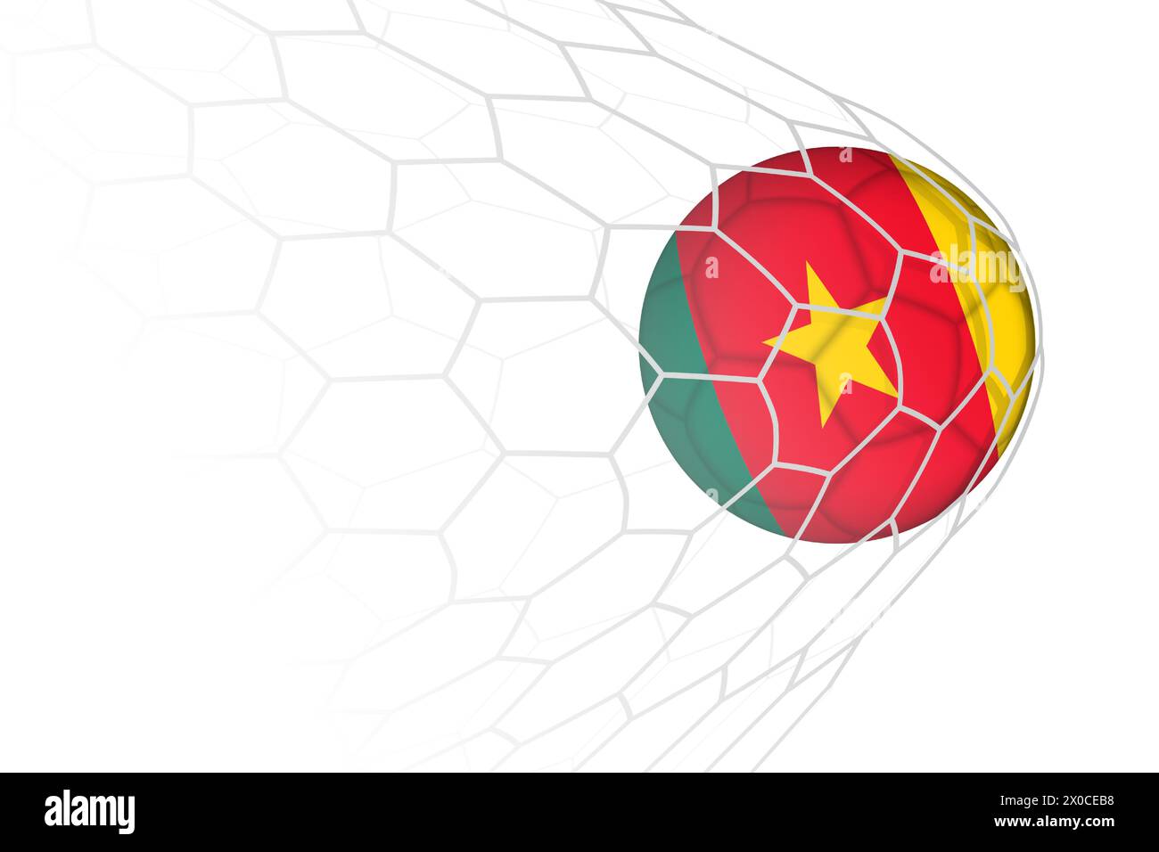 Cameroun drapeau ballon de football dans le filet. Illustration sportive vectorielle. Illustration de Vecteur