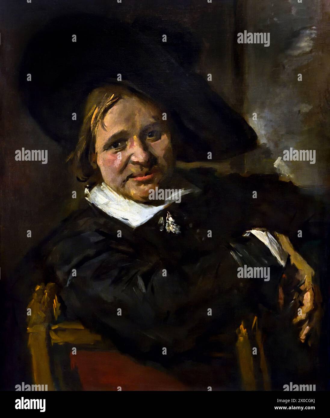 Portrait d'un homme dans un chapeau Slouch 1660 par Frans Hals, 1582-1666, Anvers- Haarlem, Néerlandais, pays-Bas, XVIIe siècle, âge d'or néerlandais ( il peint des portraits vivants, parfois même joyeux, de personnes de tous les niveaux de la société, de personnes importantes, d'enfants méchants et même d'ivrognes ou de personnes déclarées folles ). Banque D'Images