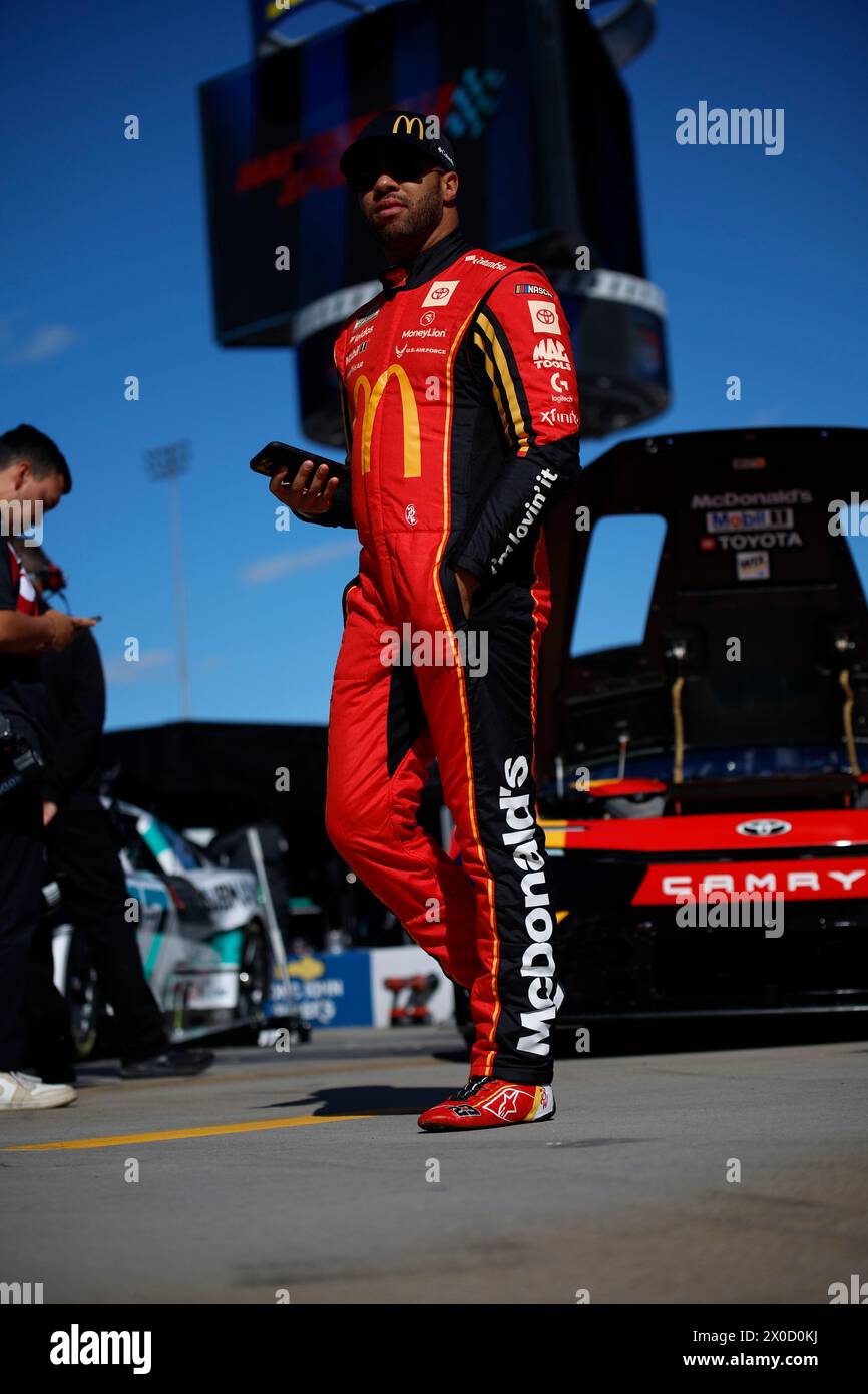 6 avril 2024, Martinsville, va, USA : Bubba Wallace, pilote de la NASCAR Cup Series, se prépare à s'entraîner pour le Cook Out 400 à Martinsville, va, USA. (Crédit image : © Stephen A Arce action Sports Pho/ASP) USAGE ÉDITORIAL SEULEMENT! Non destiné à UN USAGE commercial ! Banque D'Images