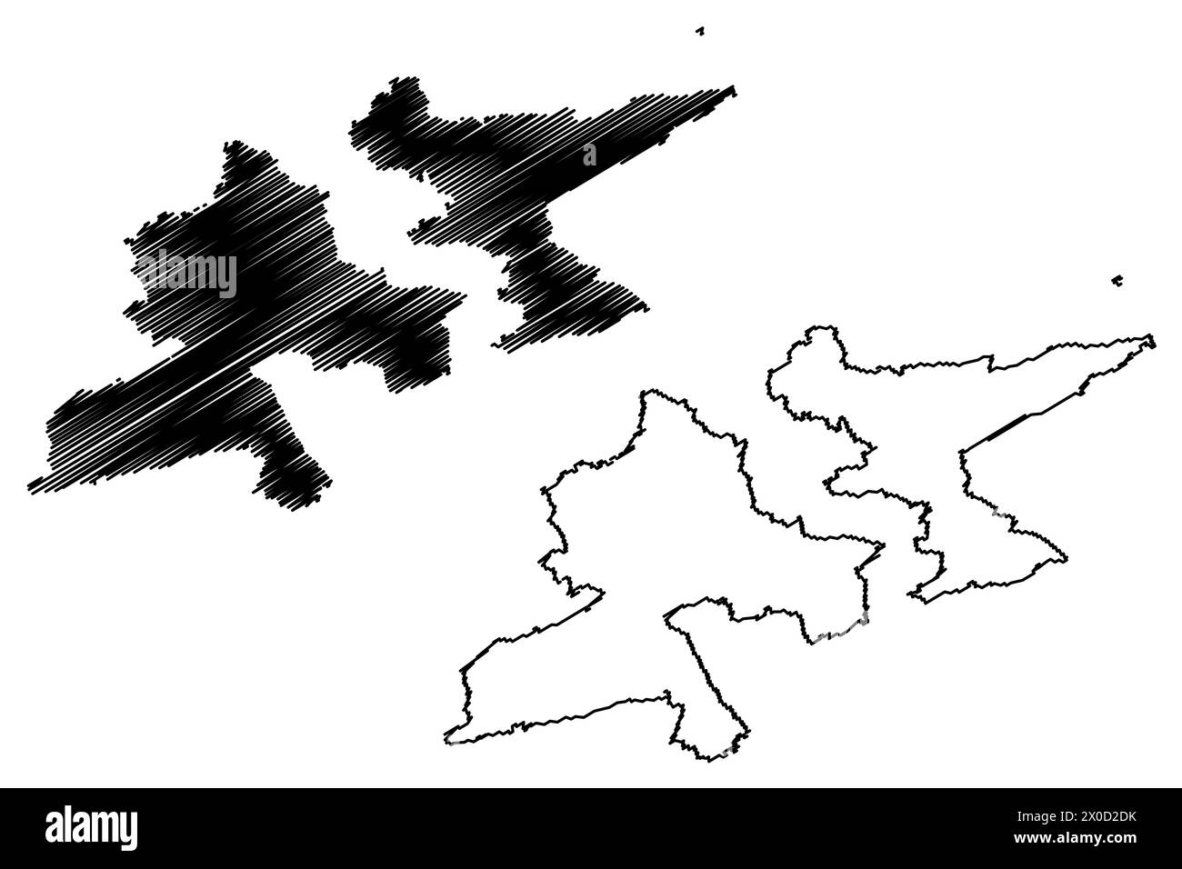 District d'Oberegg (Suisse, Confédération suisse, canton d'Appenzell Innerrhoden ou Appenzell Inner-Rhodes) illustration vectorielle de carte, croquis de griffonnage Illustration de Vecteur