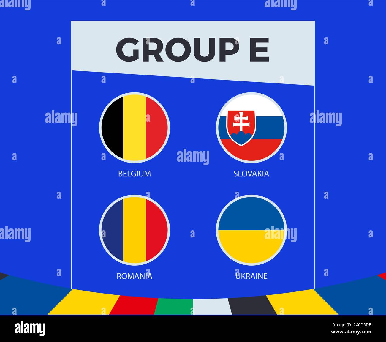 Participants du groupe E de la compétition européenne de football 2024, sur le contexte sportif. Illustration de Vecteur