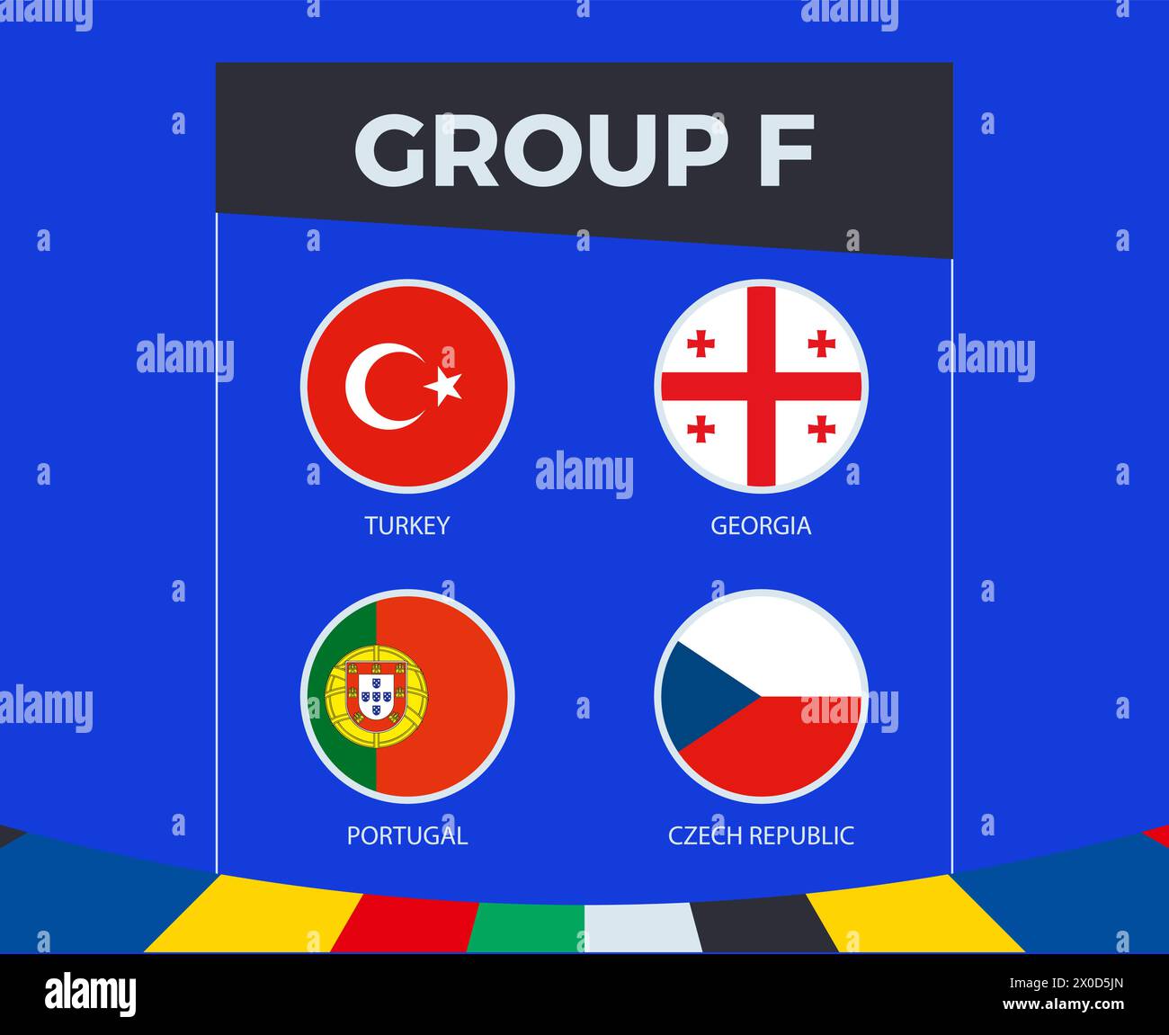 Participants du groupe F de la compétition européenne de football 2024, sur le contexte sportif. Illustration de Vecteur